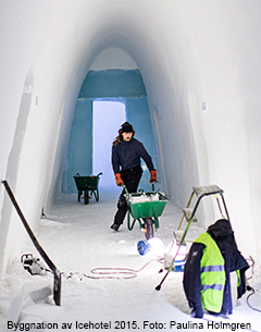 Byggnation av Icehotel 2015. Foto: Paulina Holmgren