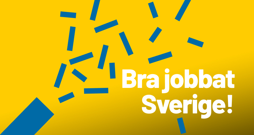 Konfetti med texten bra jobbat Sverige