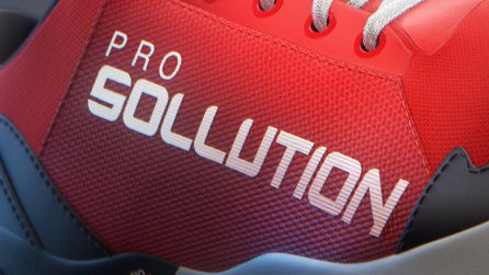 Close up on a shoe brand